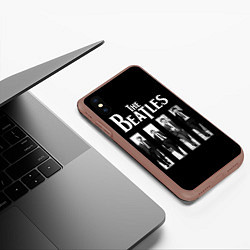 Чехол iPhone XS Max матовый The Beatles: Black Side, цвет: 3D-коричневый — фото 2