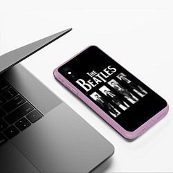 Чехол iPhone XS Max матовый The Beatles: Black Side, цвет: 3D-сиреневый — фото 2