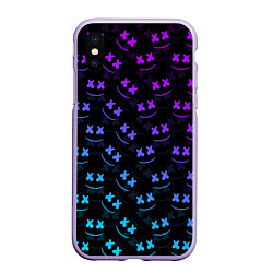 Чехол iPhone XS Max матовый Marshmello: Dark Neon, цвет: 3D-светло-сиреневый