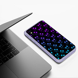 Чехол iPhone XS Max матовый Marshmello: Dark Neon, цвет: 3D-светло-сиреневый — фото 2