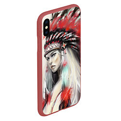 Чехол iPhone XS Max матовый Индейская девушка, цвет: 3D-красный — фото 2