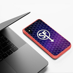 Чехол iPhone XS Max матовый Sally Face: Violet SF, цвет: 3D-красный — фото 2