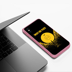 Чехол iPhone XS Max матовый Twenty One Pilots: Yellow Moon, цвет: 3D-малиновый — фото 2