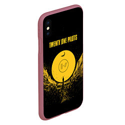 Чехол iPhone XS Max матовый Twenty One Pilots: Yellow Moon, цвет: 3D-малиновый — фото 2