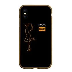 Чехол iPhone XS Max матовый PornHub: Neon Girl, цвет: 3D-коричневый