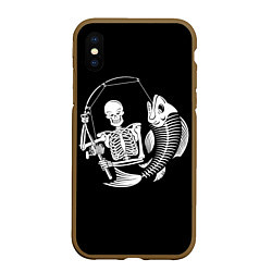 Чехол iPhone XS Max матовый Fishing Skull, цвет: 3D-коричневый