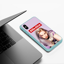 Чехол iPhone XS Max матовый Billie Eilish: Bored, цвет: 3D-мятный — фото 2