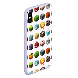 Чехол iPhone XS Max матовый Minecraft Cubes, цвет: 3D-светло-сиреневый — фото 2
