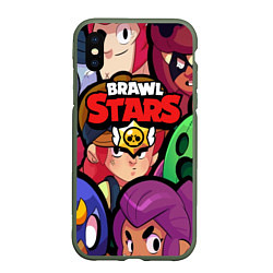 Чехол iPhone XS Max матовый Brawl Stars: Heroes, цвет: 3D-темно-зеленый