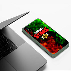 Чехол iPhone XS Max матовый BRAWL STARS, цвет: 3D-темно-зеленый — фото 2