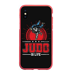 Чехол iPhone XS Max матовый Judo is life, цвет: 3D-красный