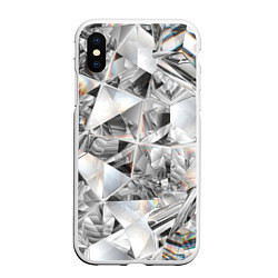 Чехол iPhone XS Max матовый Бриллиантовый блеск, цвет: 3D-белый