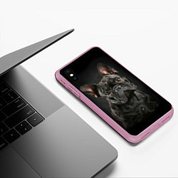 Чехол iPhone XS Max матовый Французский бульдог, цвет: 3D-розовый — фото 2