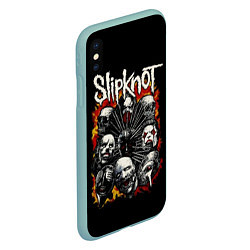 Чехол iPhone XS Max матовый Slipknot: Faces, цвет: 3D-мятный — фото 2