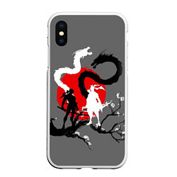 Чехол iPhone XS Max матовый Битва драконов, цвет: 3D-белый