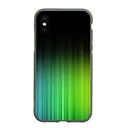 Чехол iPhone XS Max матовый Неоновые полосы - Минимализм, цвет: 3D-темно-зеленый