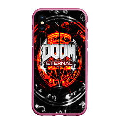 Чехол iPhone XS Max матовый DOOM ETERNAL, цвет: 3D-малиновый