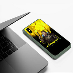 Чехол iPhone XS Max матовый Cyberpunk 2077, цвет: 3D-темно-зеленый — фото 2