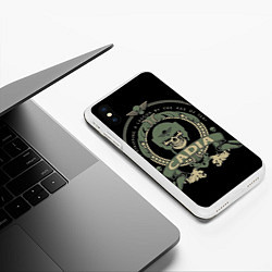 Чехол iPhone XS Max матовый Вархаммер - Cadia skull, цвет: 3D-белый — фото 2