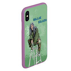 Чехол iPhone XS Max матовый Billie Eilish: Green Motive, цвет: 3D-фиолетовый — фото 2