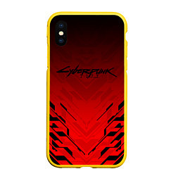 Чехол iPhone XS Max матовый Cyberpunk 2077: Red Techno, цвет: 3D-желтый