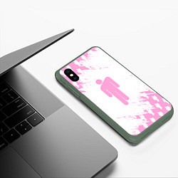 Чехол iPhone XS Max матовый Billie Eilish: Pink Style, цвет: 3D-темно-зеленый — фото 2