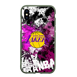 Чехол iPhone XS Max матовый Лос-Анджелес Лейкерс, Los Angeles Lakers, цвет: 3D-темно-зеленый