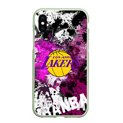 Чехол iPhone XS Max матовый Лос-Анджелес Лейкерс, Los Angeles Lakers, цвет: 3D-салатовый