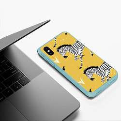 Чехол iPhone XS Max матовый Зебра арт, цвет: 3D-мятный — фото 2