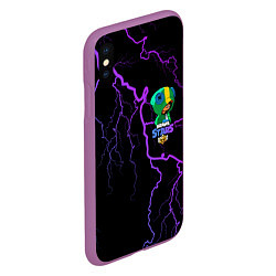 Чехол iPhone XS Max матовый Brawl Stars LEON, цвет: 3D-фиолетовый — фото 2