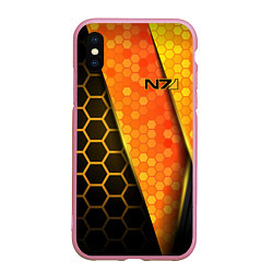 Чехол iPhone XS Max матовый Mass Effect N7, цвет: 3D-розовый