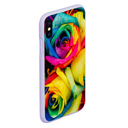 Чехол iPhone XS Max матовый Разноцветные розы, цвет: 3D-светло-сиреневый — фото 2