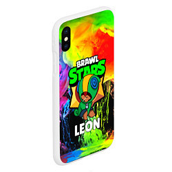 Чехол iPhone XS Max матовый BRAWL STARS LEON, цвет: 3D-белый — фото 2