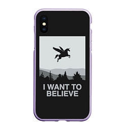 Чехол iPhone XS Max матовый I want to believe, цвет: 3D-светло-сиреневый