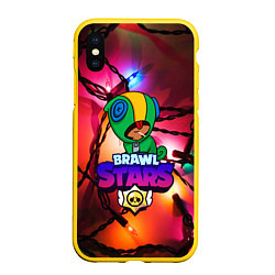 Чехол iPhone XS Max матовый BRAWL STARS НОВОГОДНИЙ, цвет: 3D-желтый