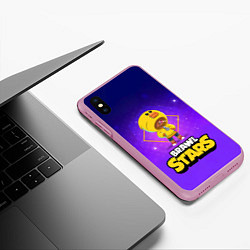 Чехол iPhone XS Max матовый Brawl Stars Leon, цвет: 3D-розовый — фото 2