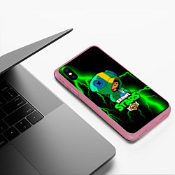 Чехол iPhone XS Max матовый Brawl Stars LEON, цвет: 3D-малиновый — фото 2