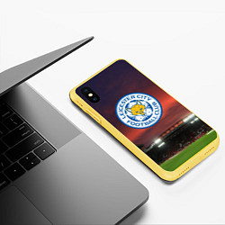 Чехол iPhone XS Max матовый FC Leicester City, цвет: 3D-желтый — фото 2