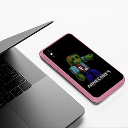 Чехол iPhone XS Max матовый MINECRAFT ЗОМБИ, цвет: 3D-малиновый — фото 2