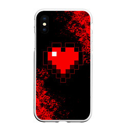 Чехол iPhone XS Max матовый MINECRAFT HEART, цвет: 3D-белый