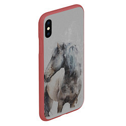 Чехол iPhone XS Max матовый Лошадь, цвет: 3D-красный — фото 2