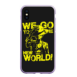 Чехол iPhone XS Max матовый One Piece We Go World, цвет: 3D-светло-сиреневый