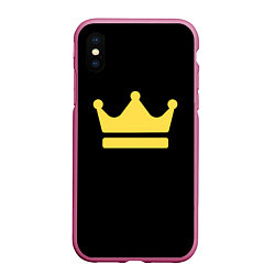 Чехол iPhone XS Max матовый Корона золотая, цвет: 3D-малиновый