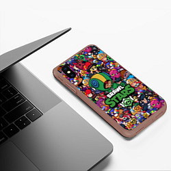 Чехол iPhone XS Max матовый BRAWL STARS LEON, цвет: 3D-коричневый — фото 2