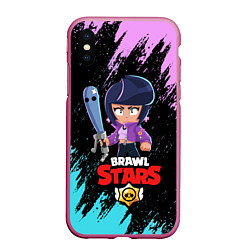 Чехол iPhone XS Max матовый BRAWL STARS BIBI, цвет: 3D-малиновый