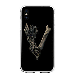 Чехол iPhone XS Max матовый Vikings bones logo, цвет: 3D-белый