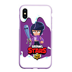 Чехол iPhone XS Max матовый BRAWL STARS BIBI, цвет: 3D-сиреневый