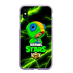 Чехол iPhone XS Max матовый BRAWL STARS LEON, цвет: 3D-светло-сиреневый