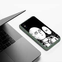 Чехол iPhone XS Max матовый ONE-PUNCH MAN, цвет: 3D-темно-зеленый — фото 2