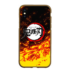 Чехол iPhone XS Max матовый KIMETSU NO YAIBA, цвет: 3D-коричневый